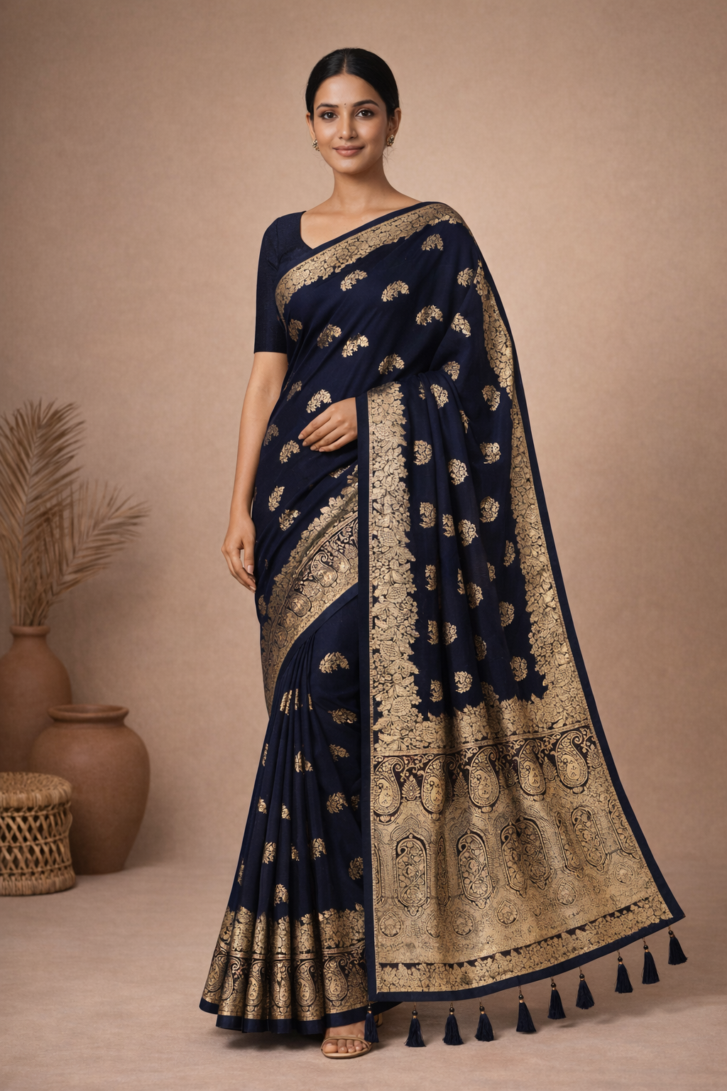Elegant Zari Border Saree with Blouse