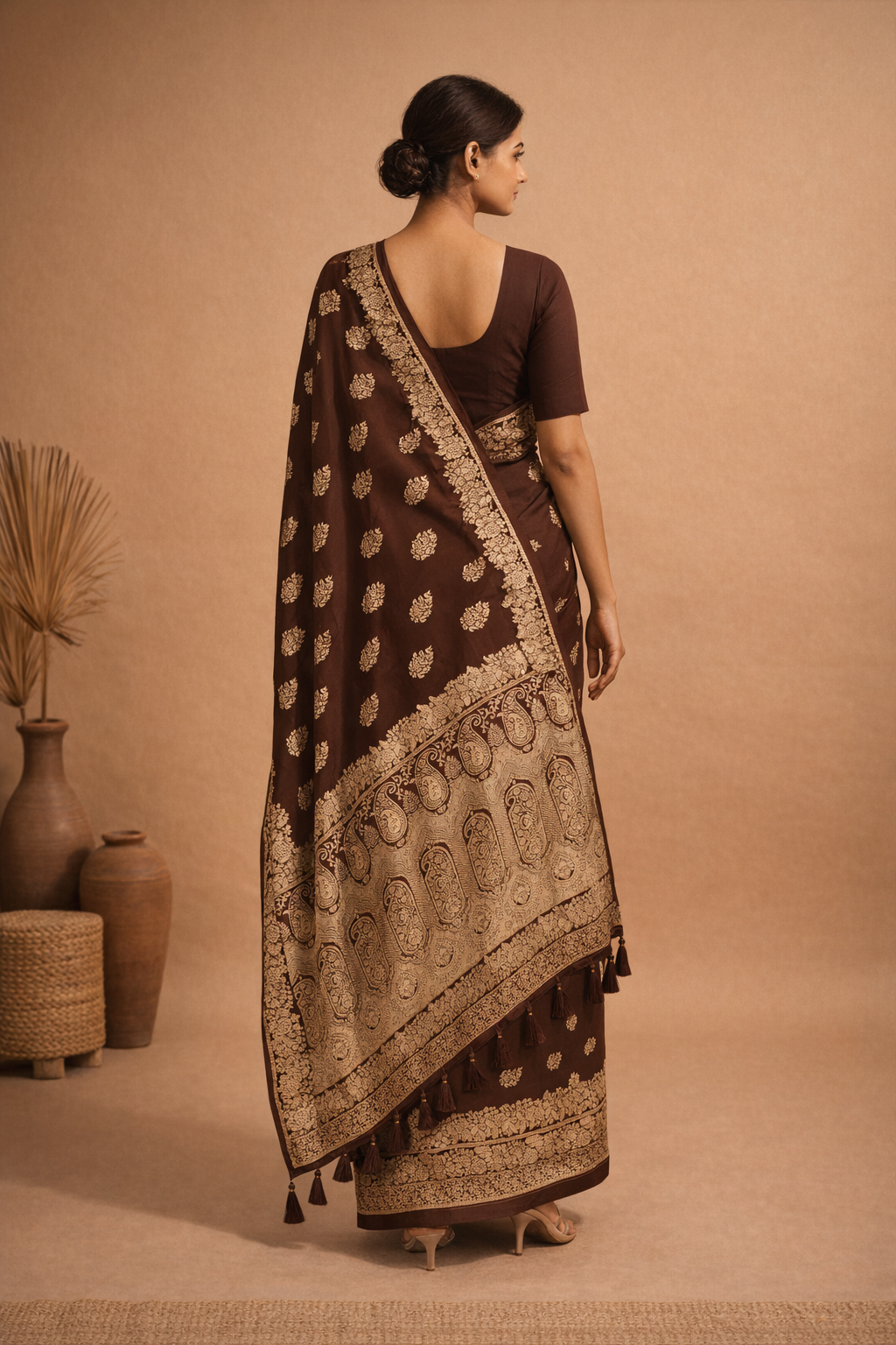 Zari Butti Saree with Rich Woven Pallu & Blouse - Image 2