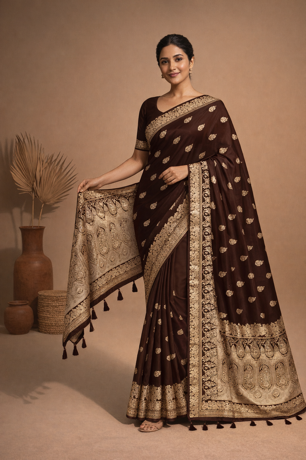 Zari Butti Saree with Rich Woven Pallu & Blouse - Image 3