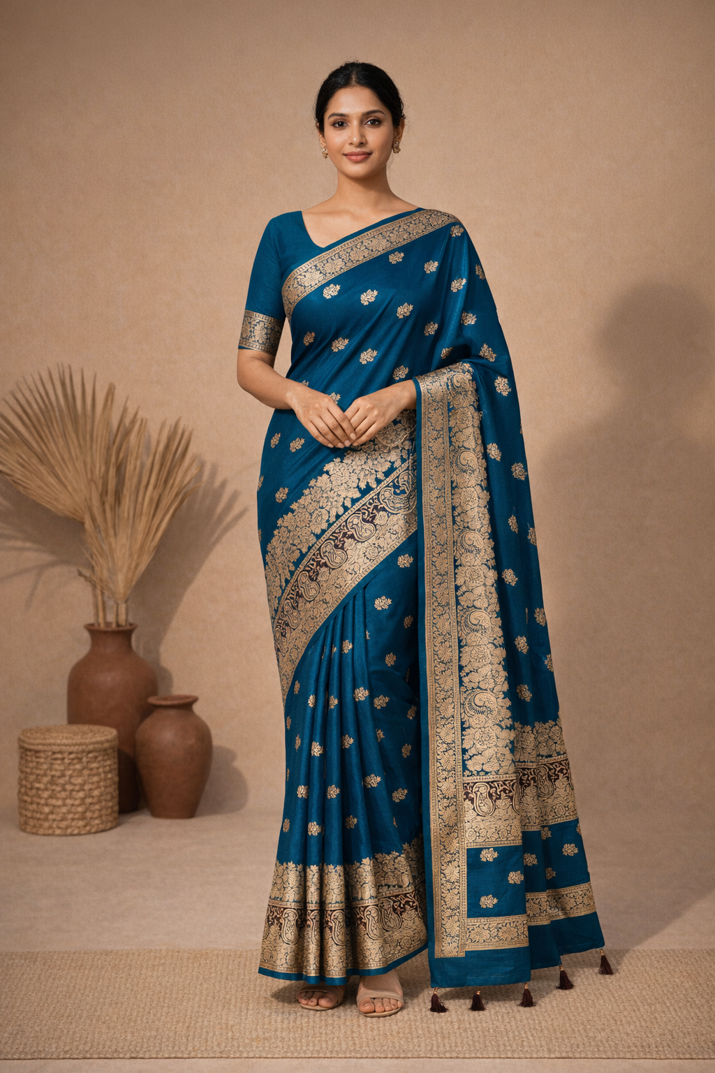 Zari Butti Saree With Tassels