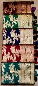 Striped Floral Saree With Tassels