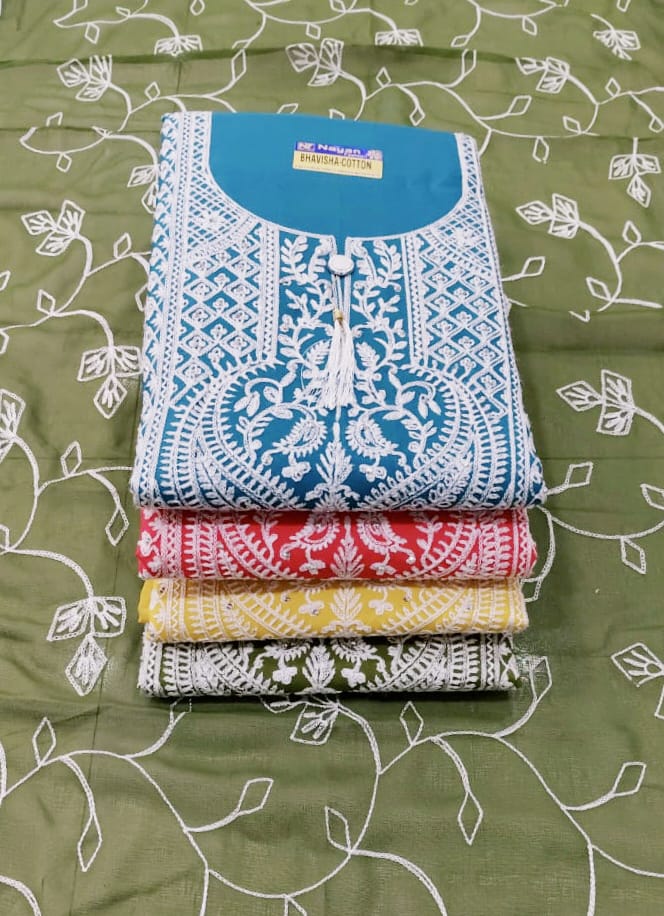 Floral Stone Border Dress Material