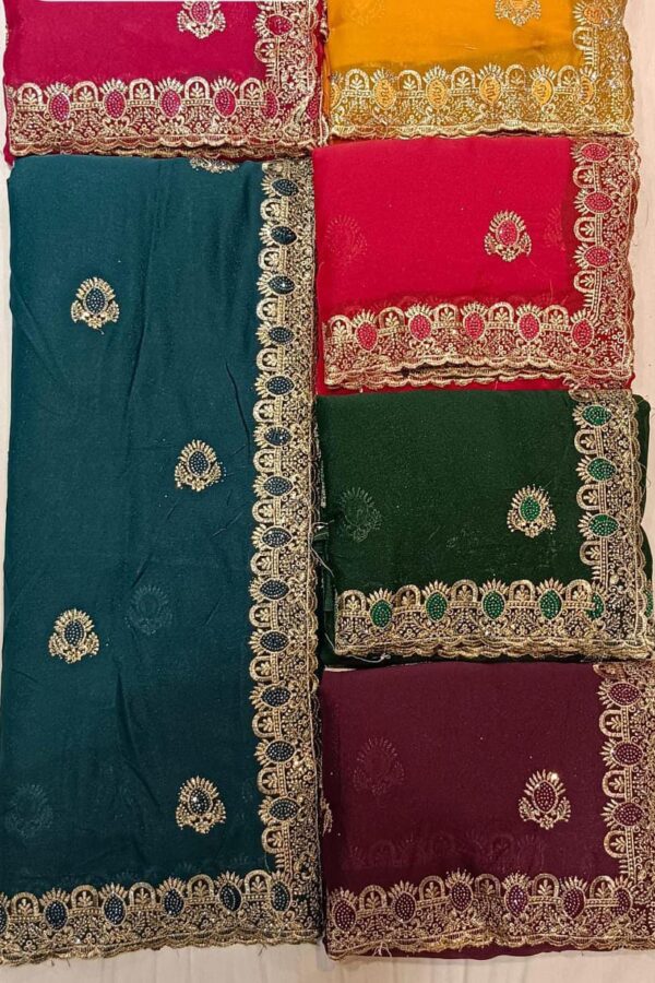 Striped Floral Saree With Tassels