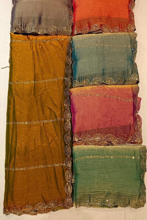 Scallop Border Saree With Stones