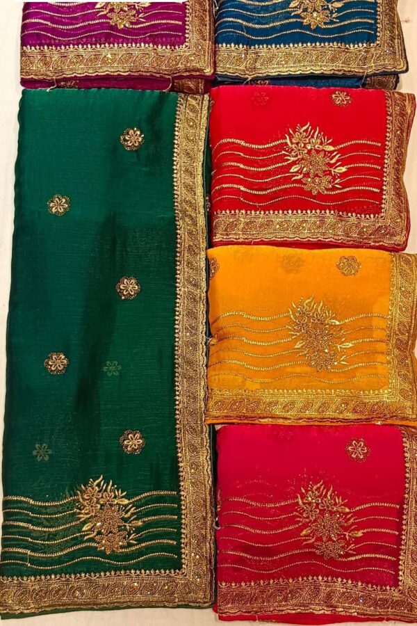 Fan Border Saree With Stones