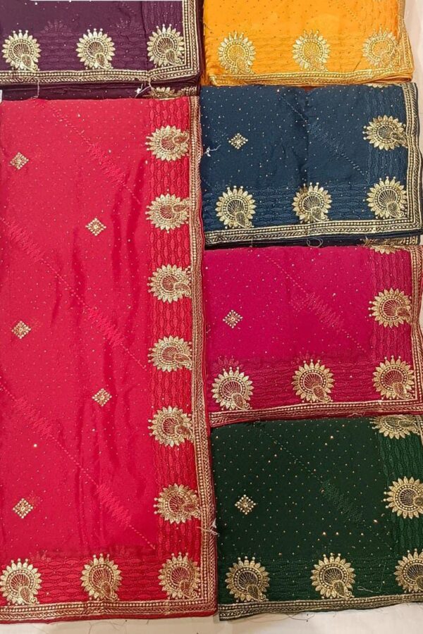 Wave Embellished Saree With Border