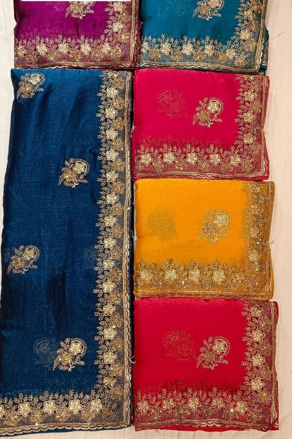Geometric Border Saree With Stones