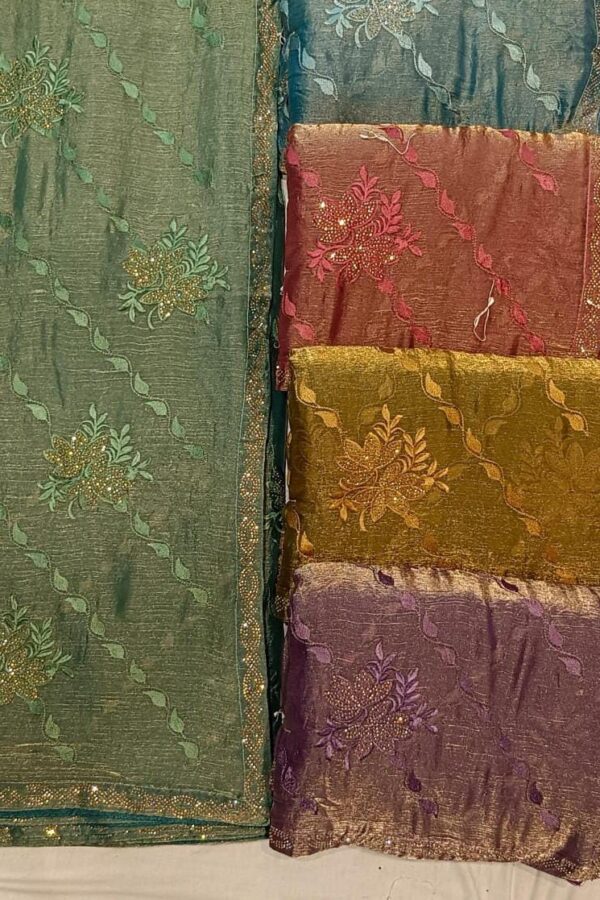 Border Work Saree With Stones