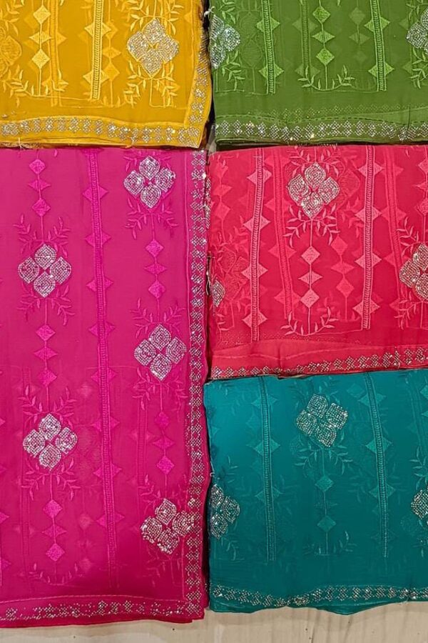 Floral Corner Saree With Stones