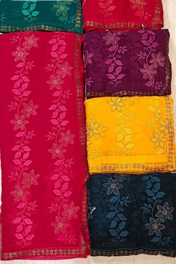 Decorative Border Saree With Stones
