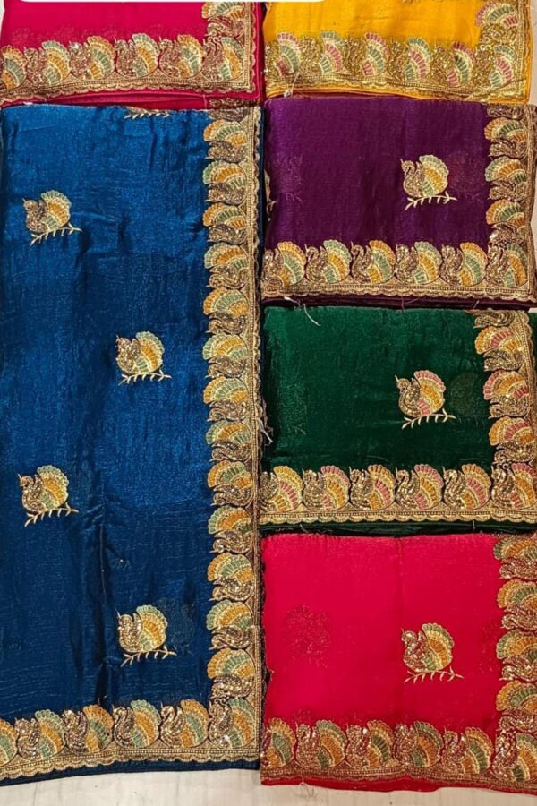 Decorative Border Saree With Stones