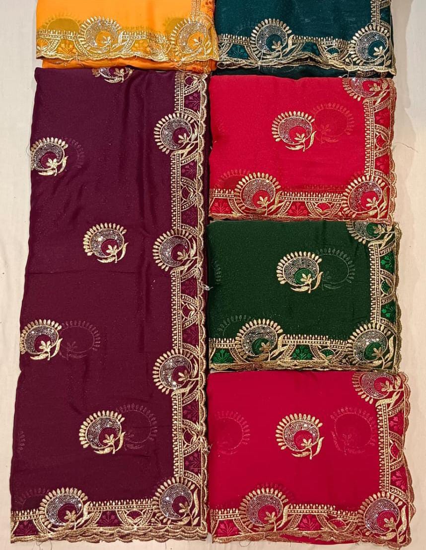 Bird Embroidery Saree With Border