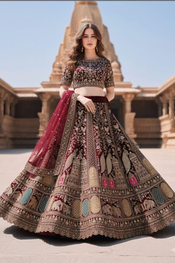 Grand Maroon Wedding Dress