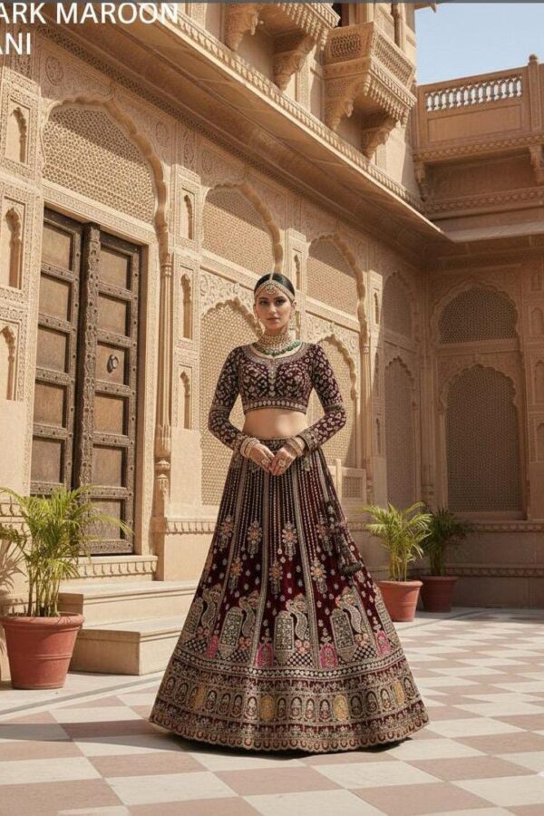 Dark Maroon Bridal Dress