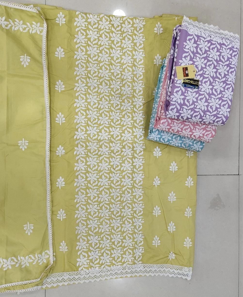 Floral Panel Cotton Dress Material