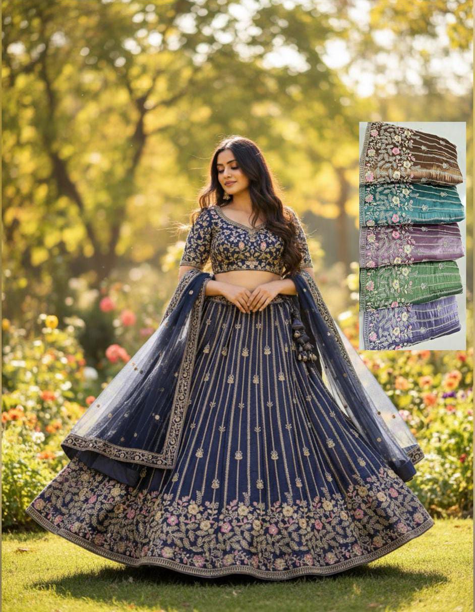 Floral Stripe Designer Lehenga