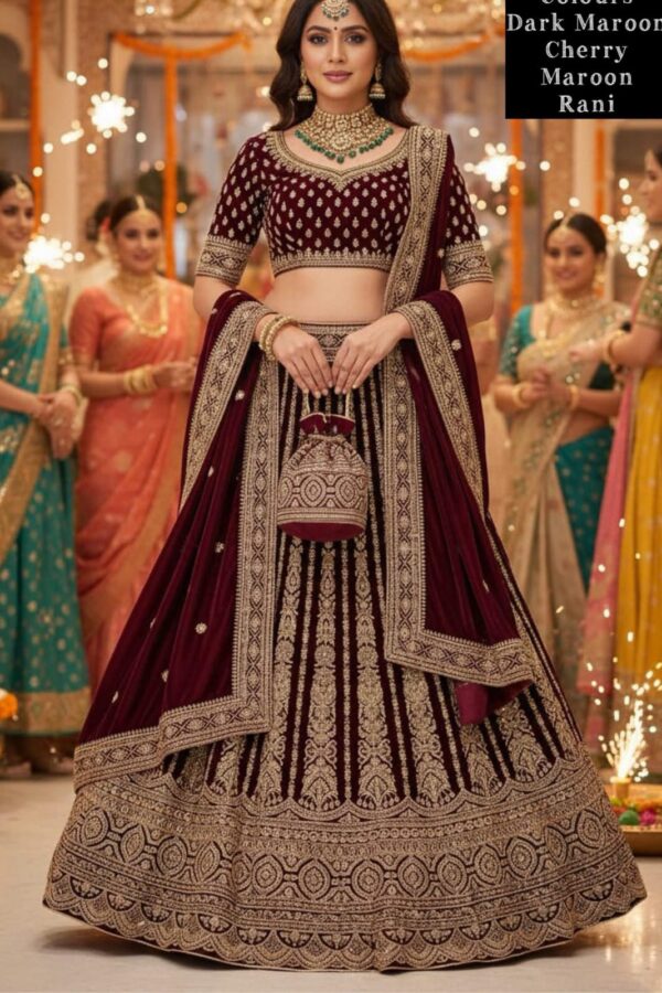 Cherry Maroon Bridal Dress