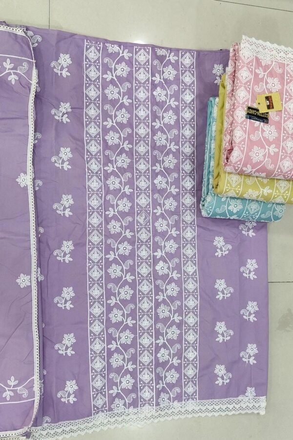 Floral Border Unstitched Suit