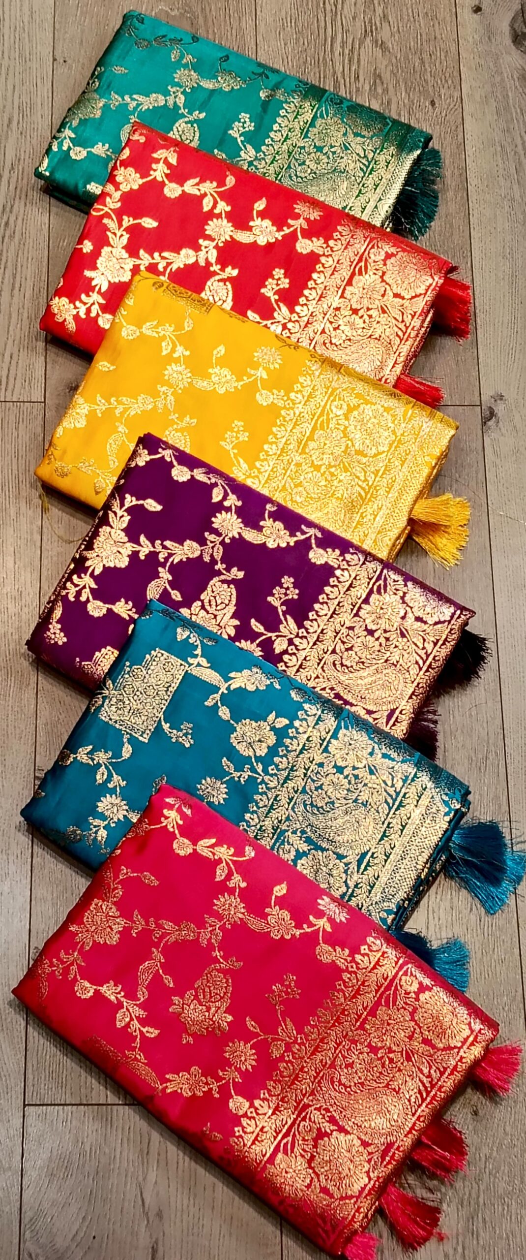 Floral Zari Saree With Tassels