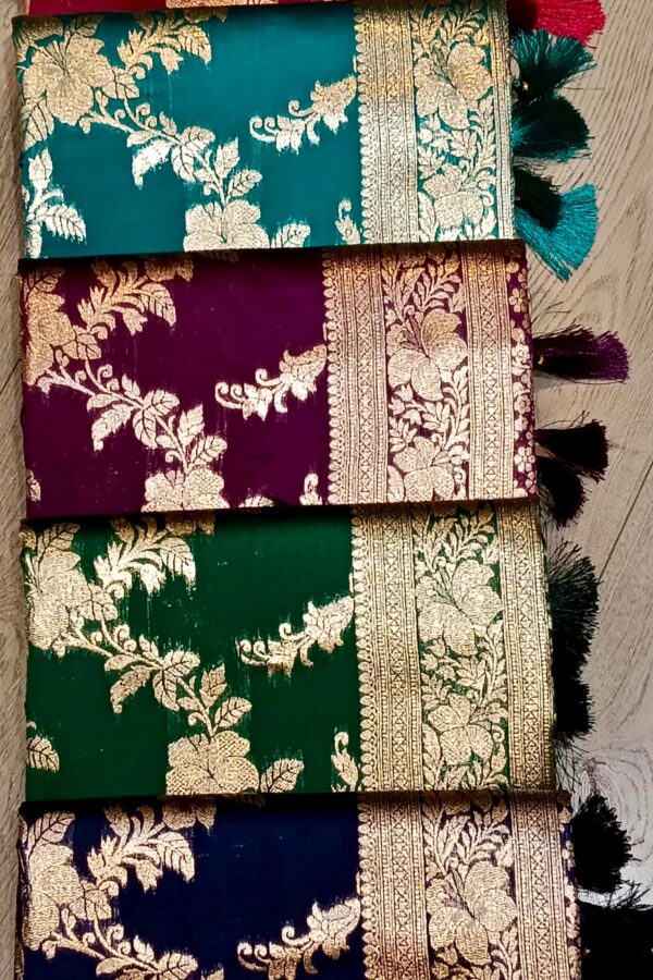 Botanical Zari Saree With Tassels