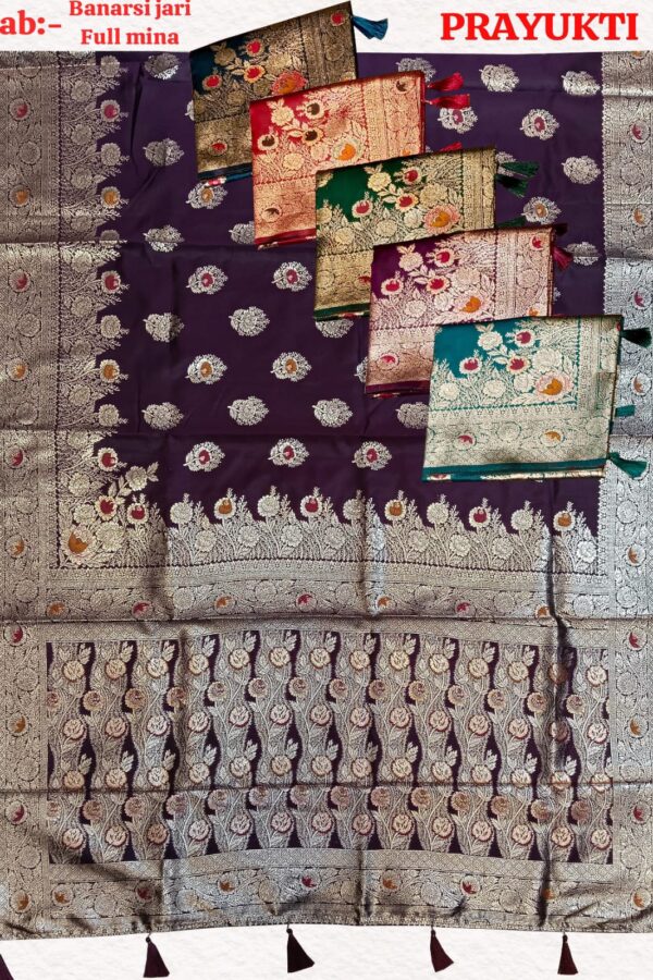 Banarasi Mina Saree With Tassels