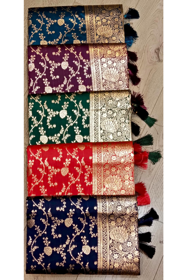 Zari Floral Saree With Tassels