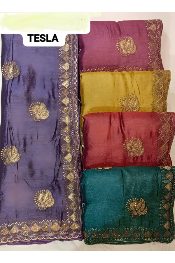 Embroidery Butti Saree With Border