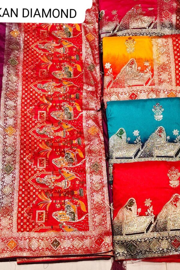 Jarkan Diamond Rajasthani Pallu Saree