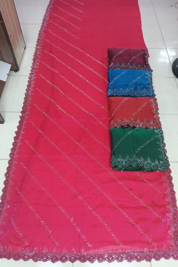 Shimmer Stripe Lace Border Saree