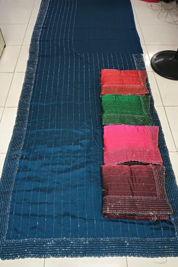 Shimmer Stripe Border Saree (Dark Tone)