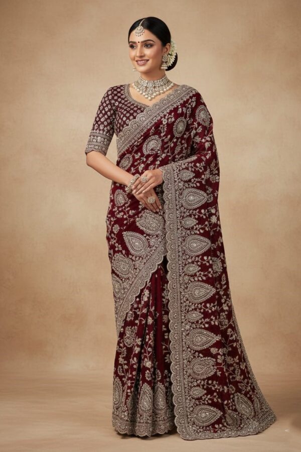 Heavy Paisley Work Saree With Border