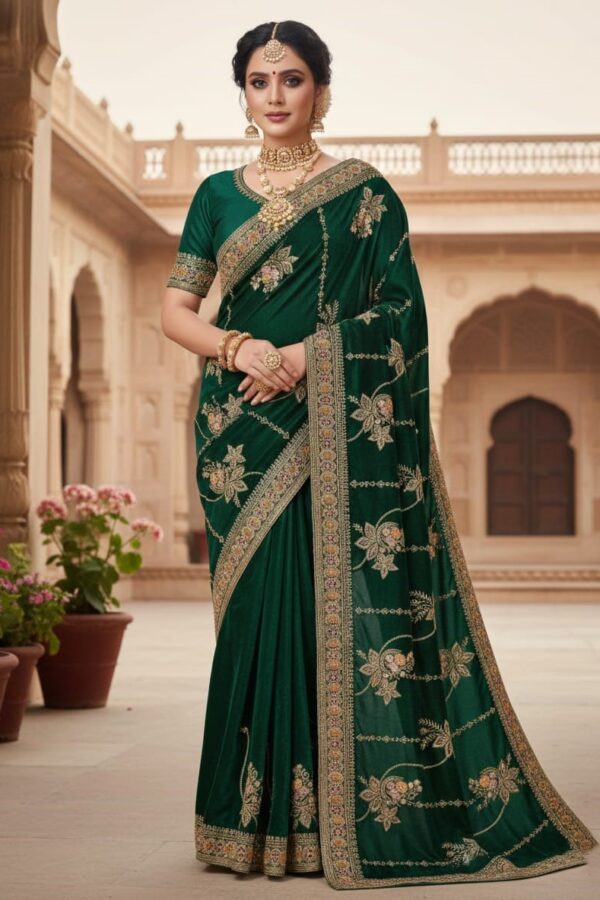 Floral Embroidered Saree With Broad Border