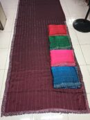 Shimmer Stripe Lace Border Saree (Wine/Brown Tone)