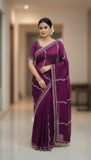 Sequin Line Saree With Border