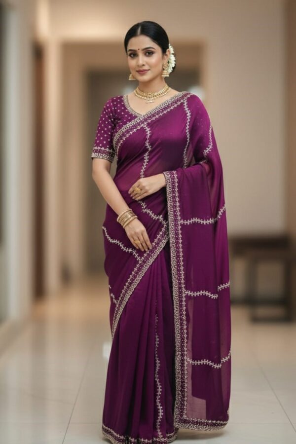 Sequin Line Saree With Border