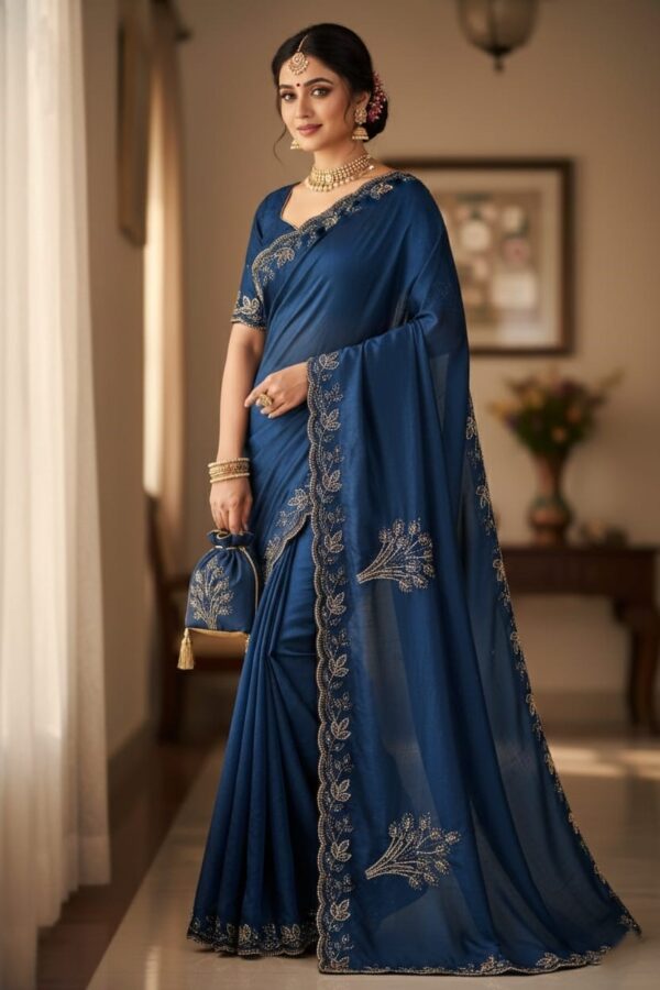 Thread Work Saree With Border