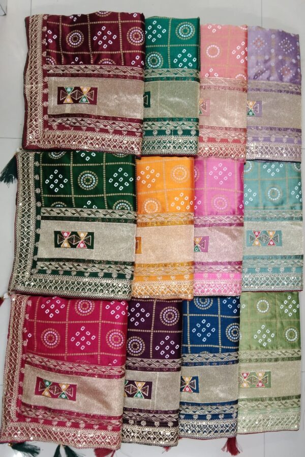 Bandhani Print Saree With Zari Border