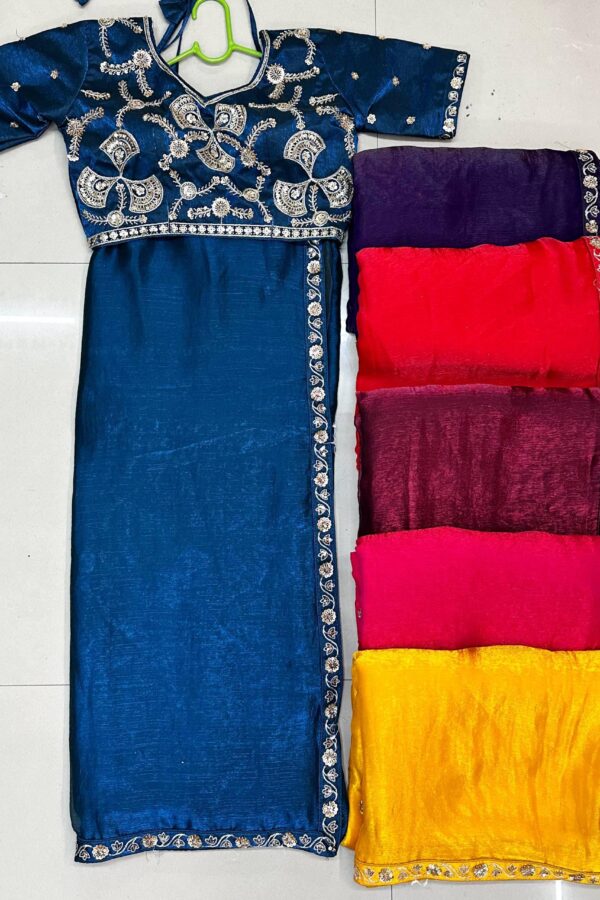 Embroidered Blouse Saree With Border