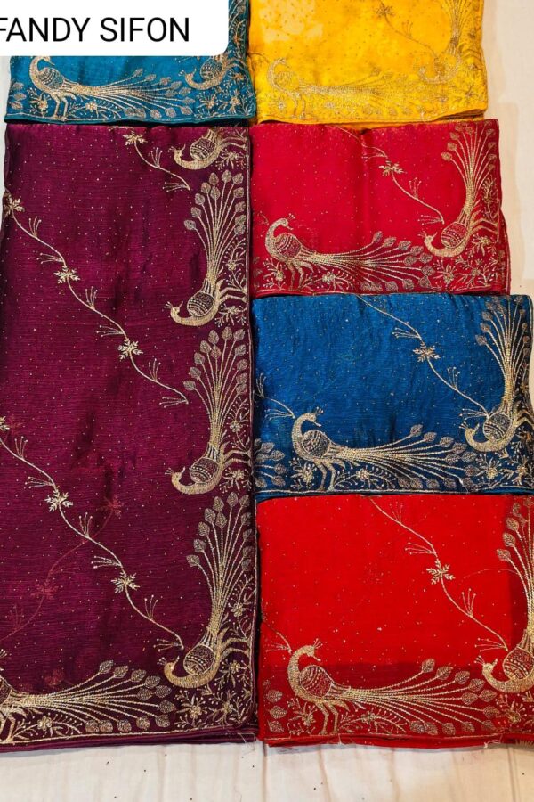 Fancy Chiffon Peacock Border Saree