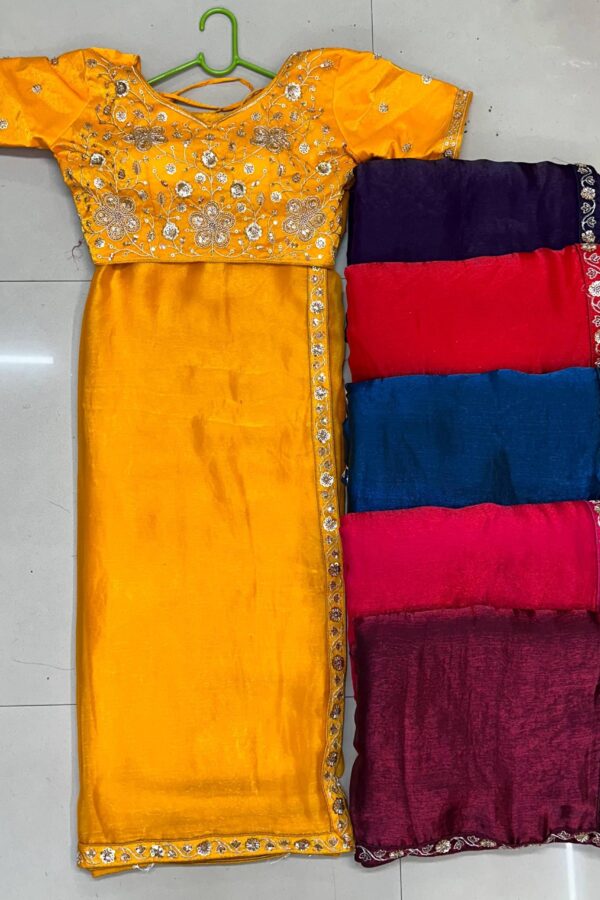 Floral Work Blouse Saree With Border