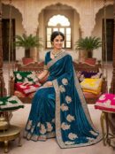Velvet Look Butti Saree With Border