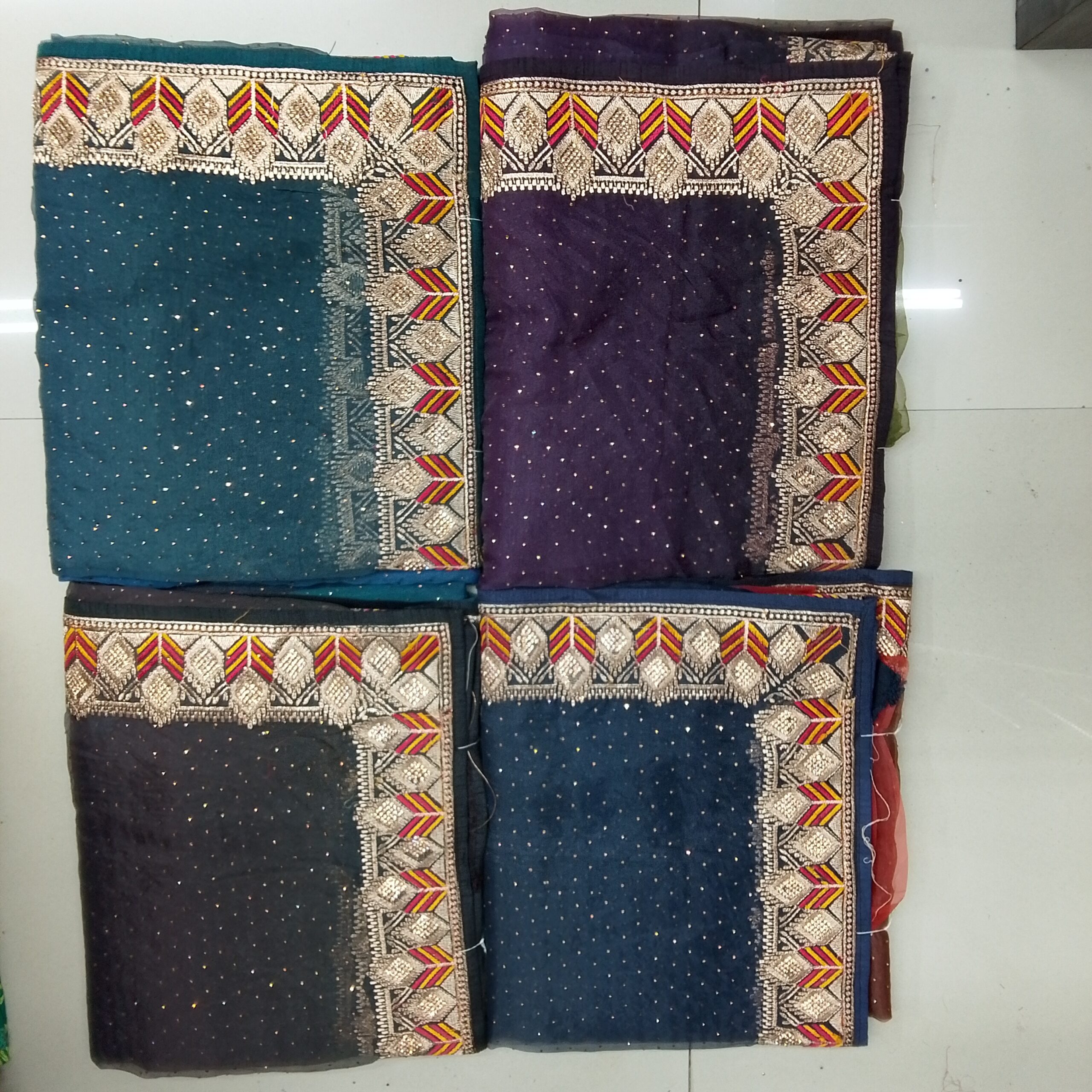 Multicolor Leaf Border Saree