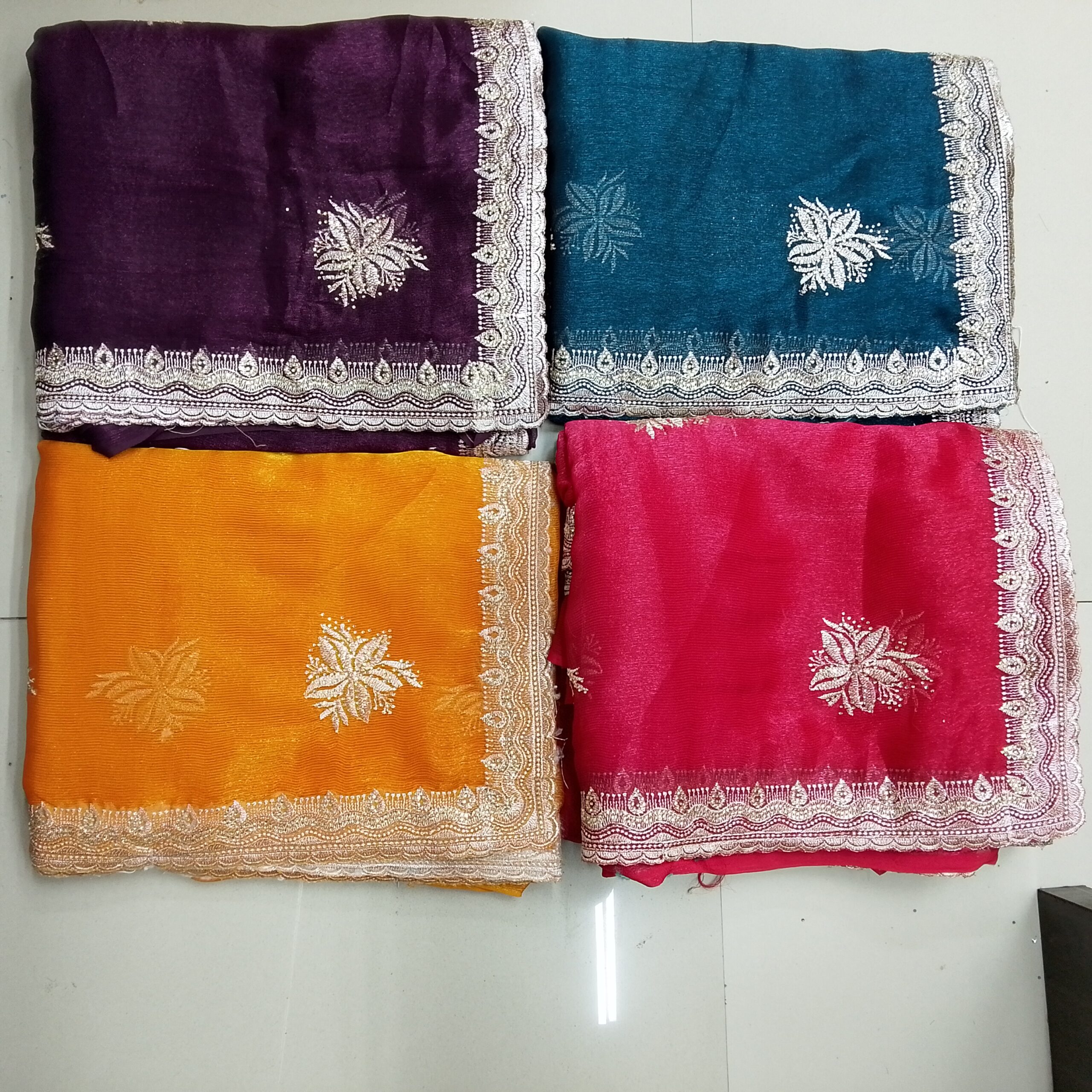 Leaf Embroidered Saree