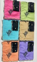 Contrast Floral Embroidered Saree