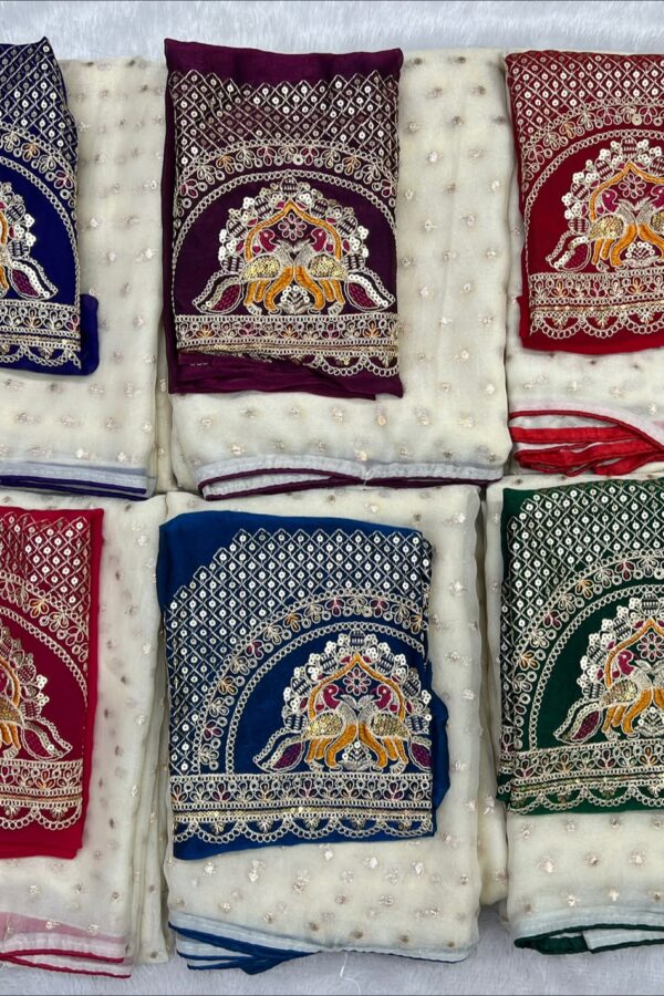 Royal Peacock Embroidered Saree
