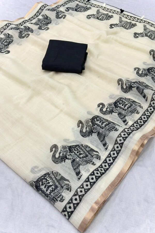 Elephant Border Print Saree