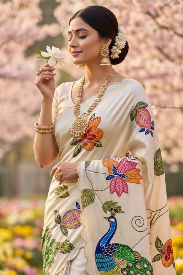 Peacock Floral Designer Saree