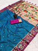 Peacock Floral Zari Saree